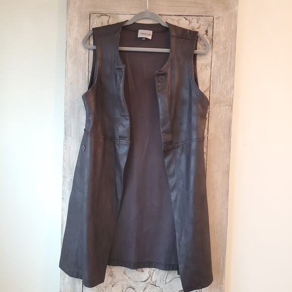 Women’s Ou Empereur Ou Rien Montreal Quebec Sz M Blazer Black Vest Duster Moto - Picture 1 of 8